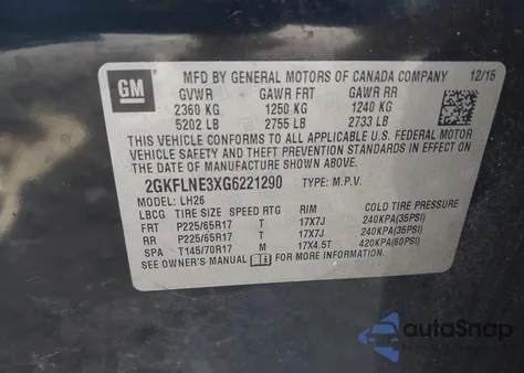 2016 GMC Terrain Sle-2 z USA, uszkodzony, nr VIN 2GKFLNE3XG6221290